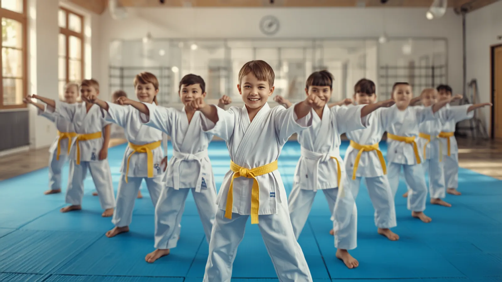 Royal Oak Kids Karate class practicing punches