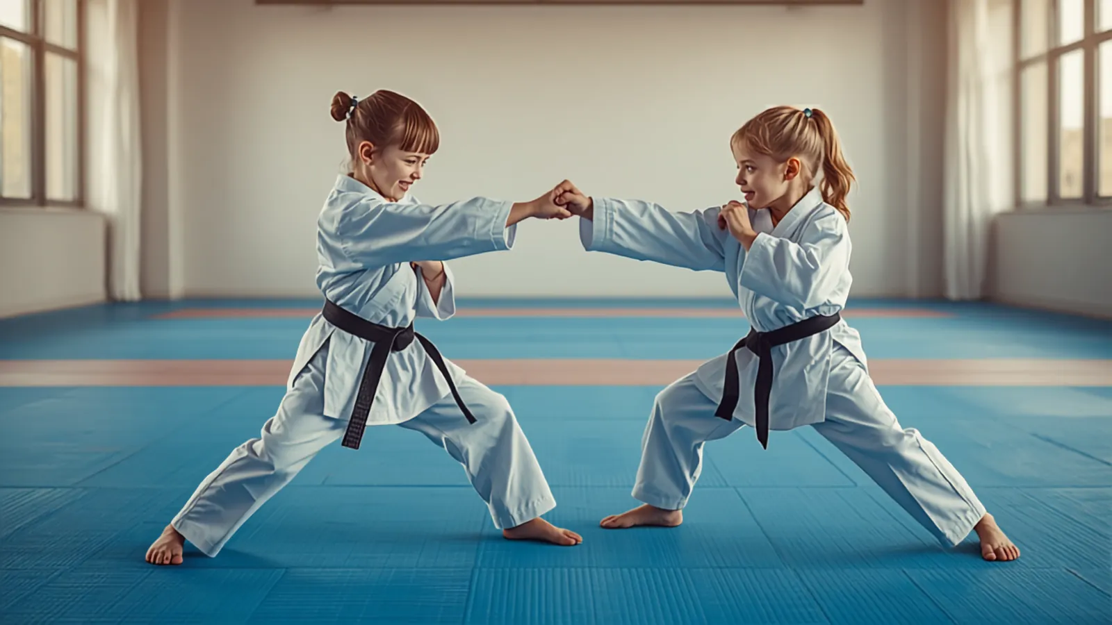 Kids karate FAQ - students practicing together