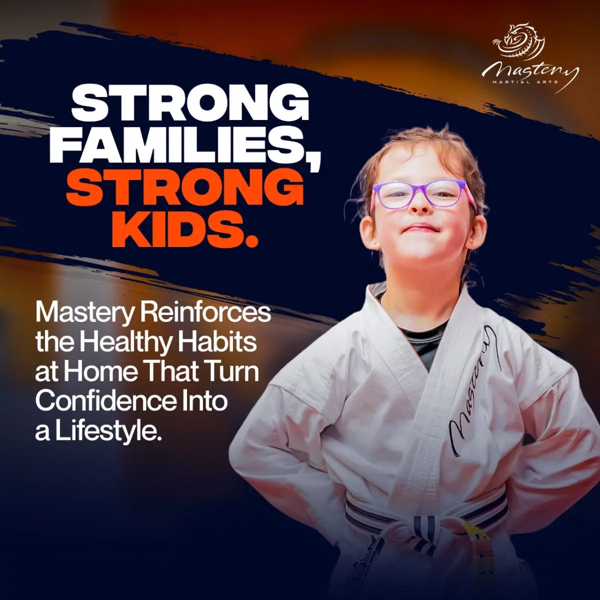 Strong confident kids in karate class
